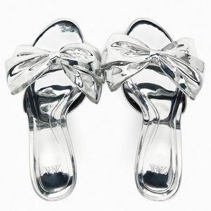 Zara Metallic Bow Heels